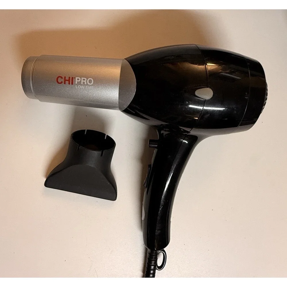 CHI Pro Low EMF Hair Dryer GF1505 1500W Black w Concentrator Tested